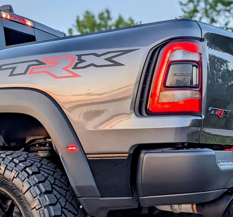 Fits 2021-2023 Ram TRX 1500 Hellcat Bedside Graphics With Red R Matte Black